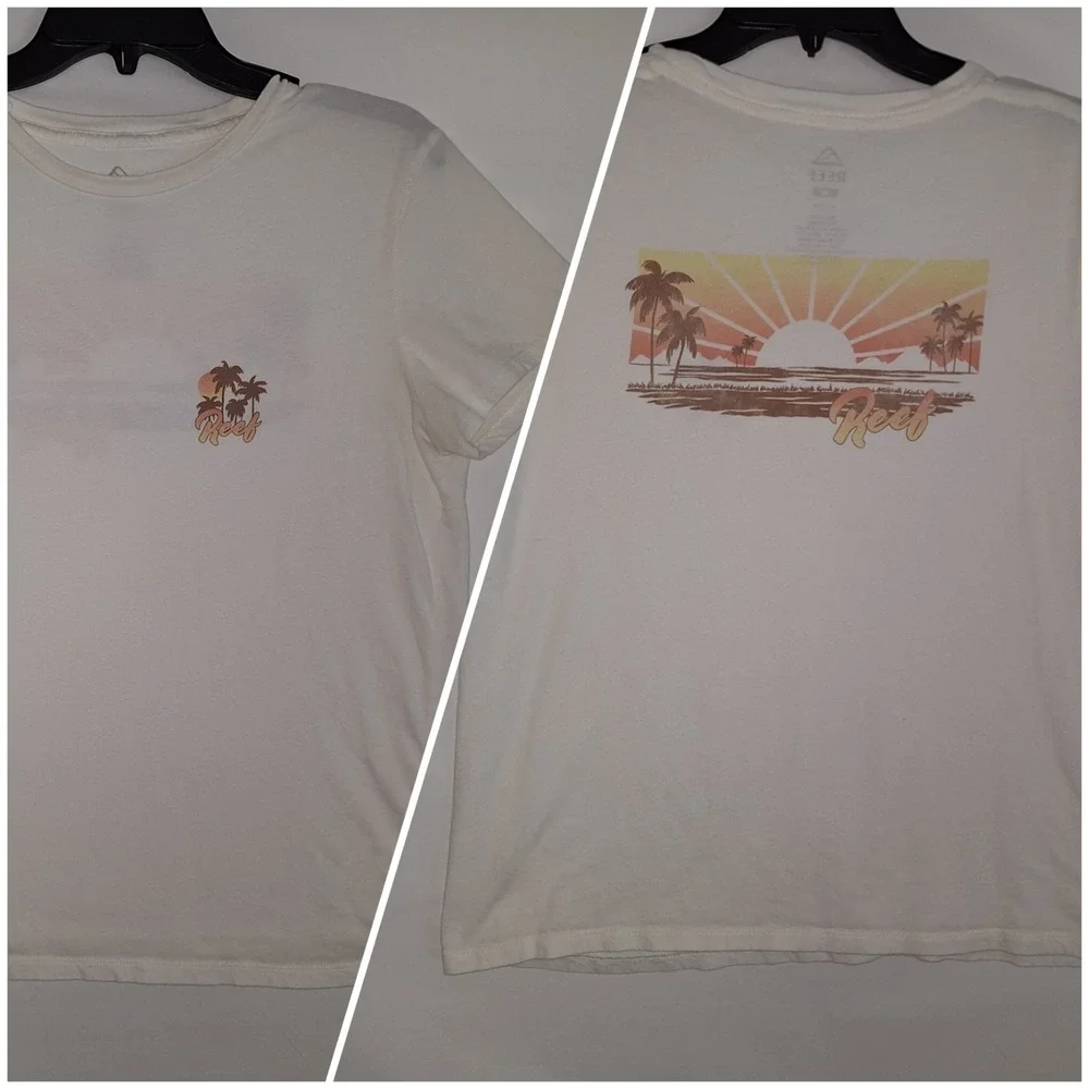 Reef T-Shirt Men's Size M Off White Short Sleeve Crew Neck California Surf